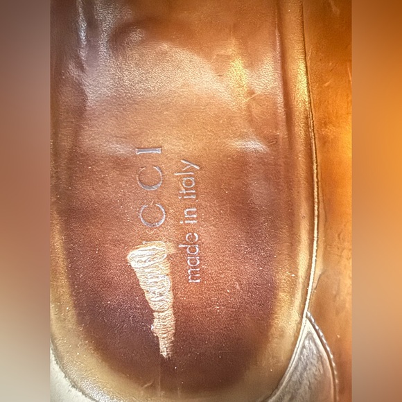Gucci Men’s Brown & Ivory Leather Web Accent Loafers Size 9.5 — Authentic VGC - Picture 12 of 13